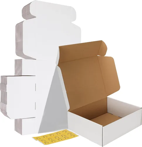 Vista 13 de HORLIMER Paquete de 40 cajas de envío de 5 x 5 x 5, caja de cartón corrugado blanco para correo, embalaje, pequeñas empresas