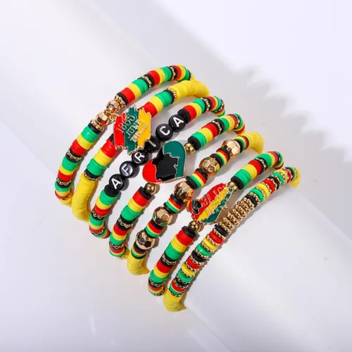 Vista 173 de Surfer Heishi - Pulseras apilables para mujer, apilables, de vinilo arcoíris, disco de arcilla, pulseras elásticas para la amistad, joyería bohemia