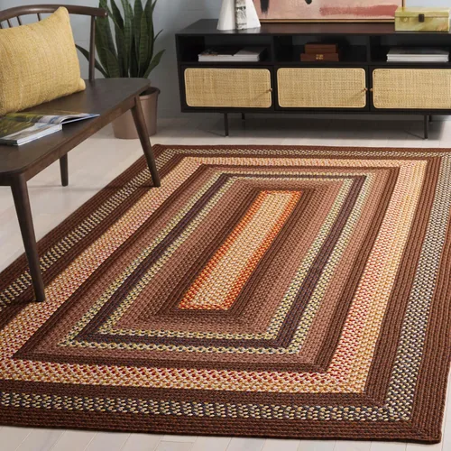 Vista 5 de Safavieh Braided Collection BRD313A tapete de lana hecho a mano color café, Algodón Marrón (Brown/Multi)