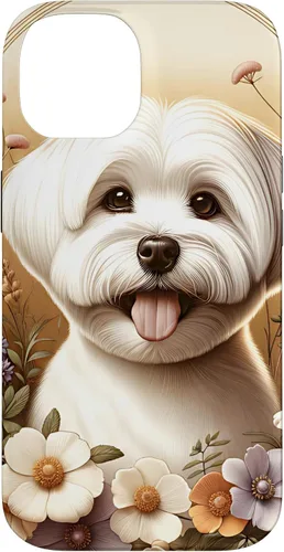 Vista 4 de Maltese Dog Summer Wildflowers Artwork Case for iPhone 17