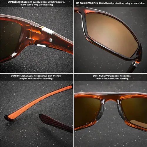 Vista 5 de FEISEDY Gafas de sol deportivas polarizadas clásicas para hombre, conducción nocturna, lentes amarillas, ciclismo, pesca, conducción, B2674