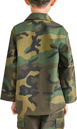 Vista 3 de Trendy Apparel Shop Vestido de batalla para niños, uniforme con estampado de camuflaje