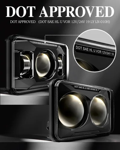 Vista 4 de Faros delanteros LED homologados por DOT de 4 x 6 pulgadas, 1000% más brillantes, 120W, compatibles con Kenworth T800 T600, Peterbilt 379