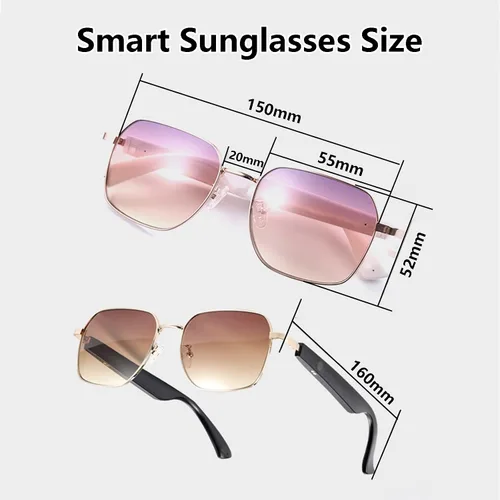Vista 9 de Gafas inteligentes para hombres y mujeres, anteojos Bluetooth con micrófono y altavoces, gafas de audio de carga rápida compatibles con asistente