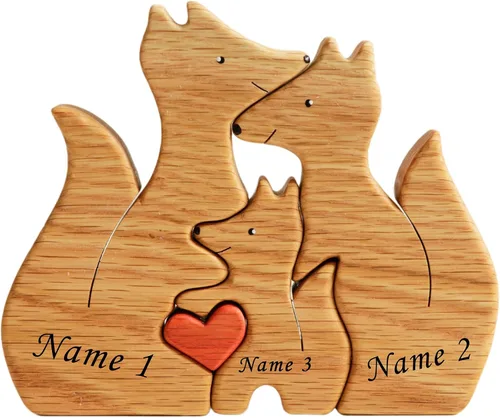 Vista 14 de Figura familiar de animales de madera personalizada con 1-8 nombres, bloques de nombres personalizados de animales para abrazar, regalos de recuerdo