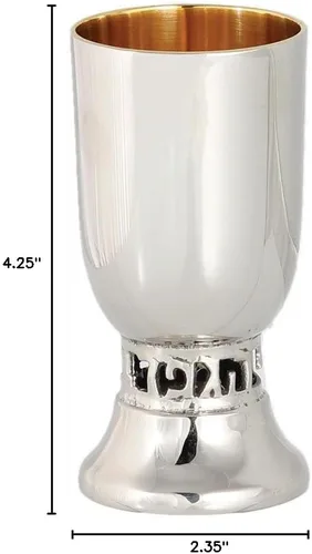 Vista 4 de Zion Judaica Rosh Hashanah - Taza de vino tallada en tallo con forma redondeada para Pesaj Shabat Bar/Bat Mitzvah, regalo de boda judía, Pascua