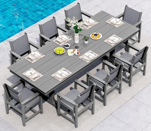 Vista 24 de SERWALL Outdoor 84" HDPE Rectangular Dining Table for 6-8,All-Weather,Aruba