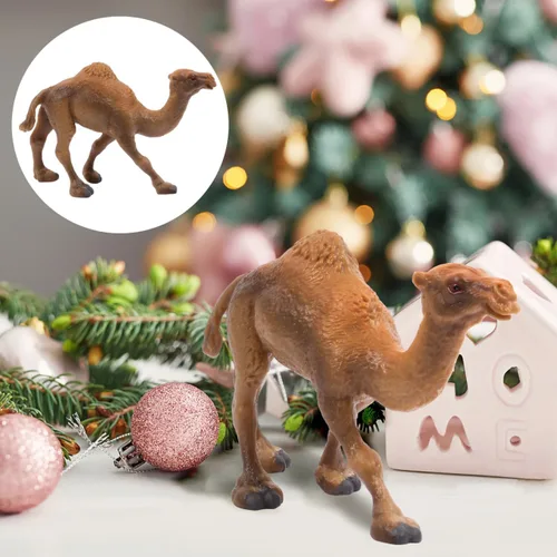 Vista 4 de Kisangel - Figura realista de camello de 4.33 pulgadas, juguete de animales del desierto de vida silvestre caqui, figura de juego educativo