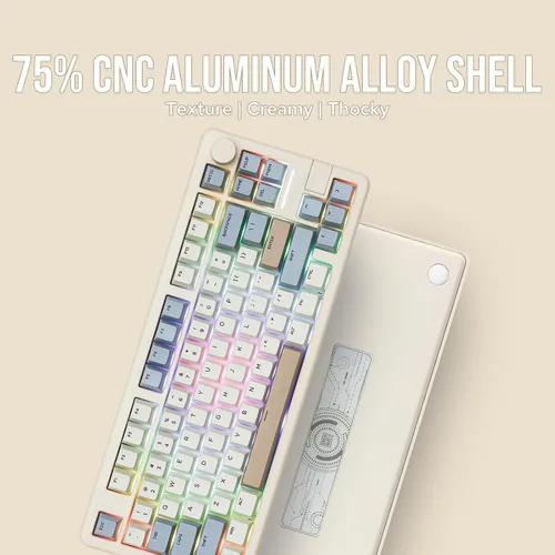 Vista 4 de EPOMAKER Galaxy70 - Teclado inalámbrico para juegos, 75% de aluminio, Bluetooth 5.02.4GHzUSB-C con cable, programable, intercambiable en caliente