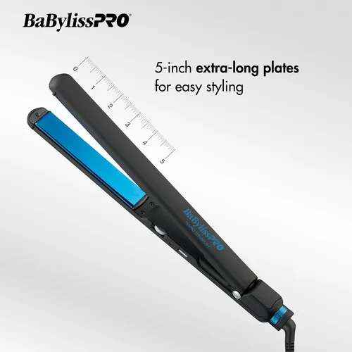 Vista 2 de BabylissPRO Nano Titanium Ultra-Thin Hair Straightener, Professional Flat Iron, 5-Inch Extended Plates for Faster Straightening, for All Hair Types