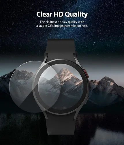 Vista 4 de Ringke Vidrio [Paquete de 4] Compatible con Samsung Galaxy Watch 4 Protector de pantalla (1.732 pulgadas), dureza 9H, antiarañazos, cubierta