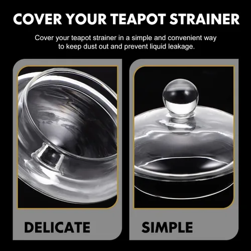 Vista 4 de Samlee Paquete de 2 tapas de repuesto para teteras de cristal, accesorios transparentes para teteras con cubierta de colador para teteras de cocina