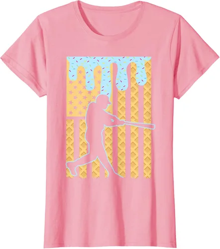Vista 11 de Camiseta de béisbol Drip Boys Dripping Ice Cream Baseball American Flag, Negro -, Pequeña
