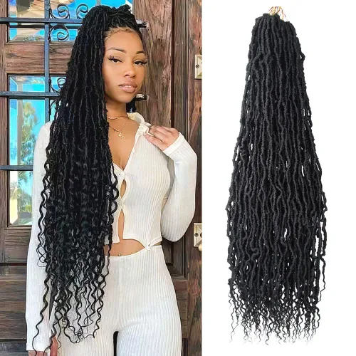 Vista 28 de BOHOBABE Rastas Sintéticas de Ganchillo de 10 Pulgadas, Rastas de Ganchillo Suaves Boho con Puntas Rizadas, Rastas Cortas de Diosa Bohemia de 1#