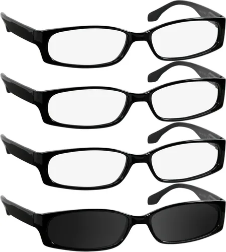 Vista 19 de TruVision Readers - Gafas de lectura con marcos de resina y lentes acrílicas, bisagras Dura Flex para hombres y mujeres 03h - 4 negro
