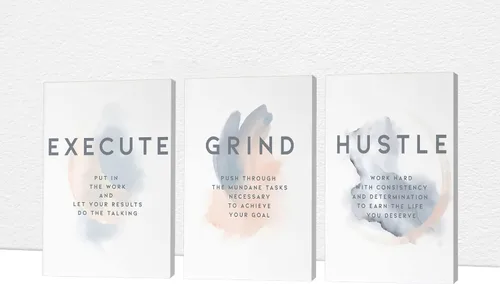Vista 36 de Arte de pared inspirador de 3 piezas, imagen de refranes de plantas blancas, citas de trabajo y estadía, impresiones en lienzo para decoración