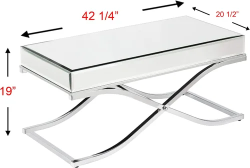 Vista 3 de SEI Furniture Ava Mesita de centro con espejo, cóctel, cromo
