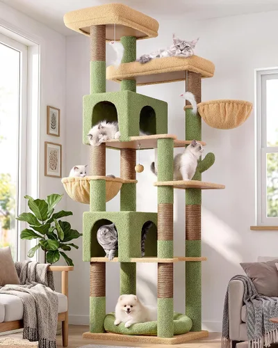 Vista 9 de Globlazer Árbol para gatos resistente, árbol para gatos extra grande de 81 pulgadas para gatos de interior y adultos, torre resistente para gatos