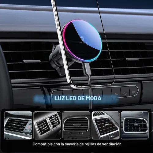 Vista 6 de Soporte magnético para teléfono Mag-Safe Car Mount Charger Dash parabrisas
