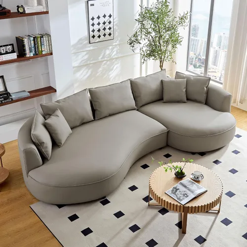 Vista 28 de Sofá Seccional Curvo de 106 pulgadas Sofá de Esponja con Chaise Lounge para Sala de Estar, Sofá Seccional Moderno en Forma de L, Sin Estructura
