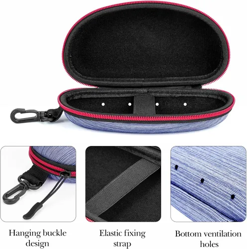 Vista 3 de Linkidea Estuche rígido extra grande para lentes de sol, bolsa de almacenamiento de gafas de sol de gran tamaño (XXL), Azul