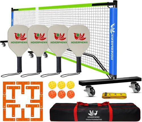 Vista 14 de Portable Pickleball Net Set, 22FT Pickle Ball Net with Paddle Set of 4 Regulation Size Net, Weather Resistant Steel Frame, Outdoor Pickleballs and