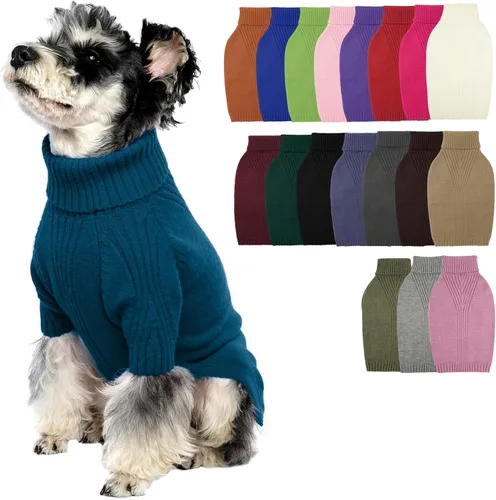 Vista 97 de IECOii Suéter de perro salchicha de cuello alto para perros pequeños, medianos y hembras, elástico y transpirable, abrigo de punto cálido, para Negro