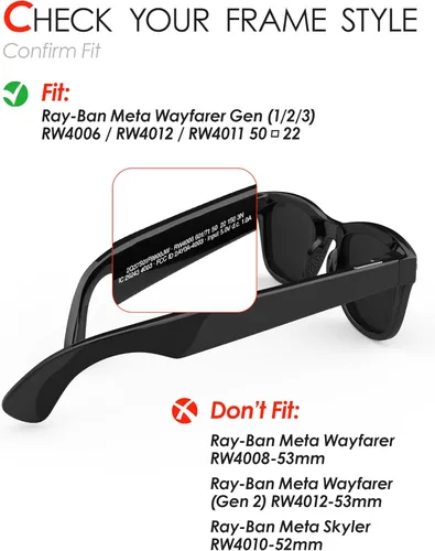 Vista 3 de Lenses Replacement for Ray-Ban Meta Wayfarer Gen(1/2/3) AI Glasses Activado fotocrómico negro claro