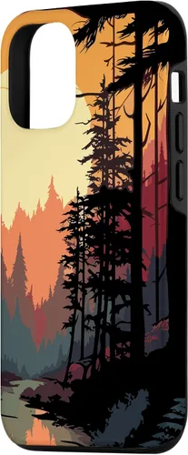 Vista 2 de Funda para iPhone 14 Forest And Nature Pine Tree Sun para mujeres y hombres