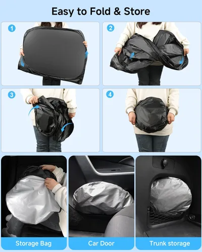 Vista 8 de Accesorios para parasol de ventana – Kit de visera triangular para parabrisas delantero y trasero – Protección contra rayos UV y privacidad