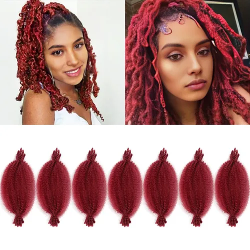 Vista 20 de Cabello afro trenzado elástico de 16 pulgadas, paquete de 3 marley twist para rastas falsas, trenzas rizadas de mariposa, cabello trenzado marley