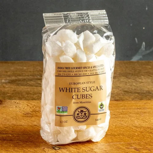 Vista 3 de India Tree Cubos de azúcar blanco de comercio justo sin OMG, contenedor de 1.1 libras, cubos de azúcar de caña pura de corte áspero para café, té