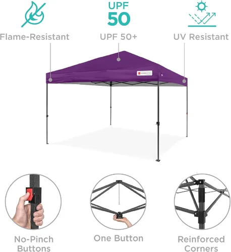 Vista 4 de Best Choice Products Carpa Toldo Desplegable de 10x10 pies para Instalación de 1 Persona, Refugio Portátil Instantáneo con Botón de 1 Toque