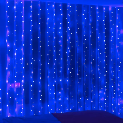 Vista 12 de ZSJWL - Guirnalda de 300 luces LED de hadas para cortina con mando a distancia, 8 modos, 2.9 × 2.9 mt, luz de cadena para cortina con enchufe USB