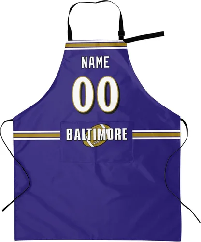 Vista 34 de Delantal con bolsillos, nombre personalizado y número, regalos personalizados para hombres y mujeres fanáticos del fútbol