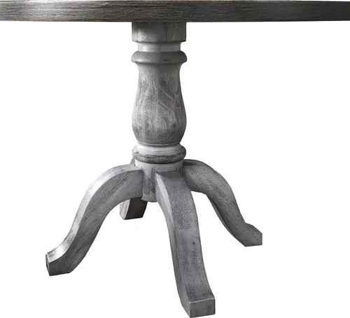 Vista 4 de Roundhill Furniture Iris - Juego de comedor de 5 piezas, color blanco desgastado y gris