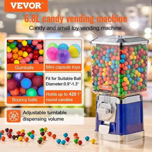 Vista 2 de VEVOR - Máquina expendedora de chicles para niños, de policarbonato, para tiendas de juegos, con monedas para cápsulas de juguete, bolas hinchables