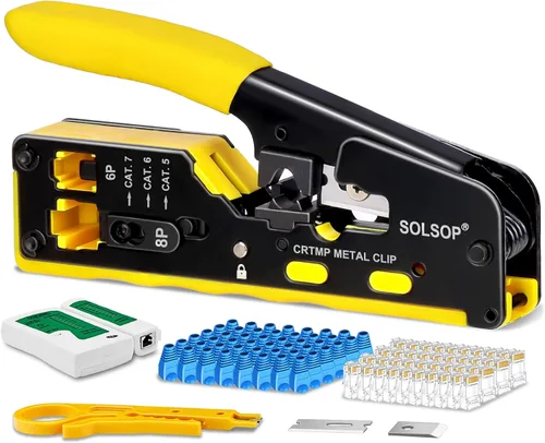Vista 7 de Solsop Herramienta de Engaste RJ45 Herramienta de Engaste de Paso Herramienta de Engaste Cat5e Cat5 CAT6