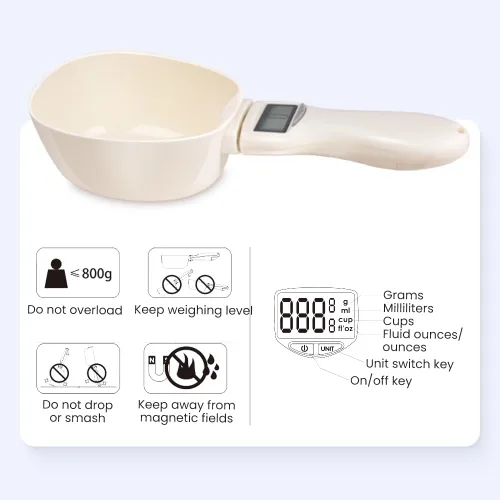 Vista 3 de Cuchara medidora digital, báscula de medición digital de alimentos de 28.22 oz/0.00 oz de alta precisión con pantalla LCD, cuchara de pesaje