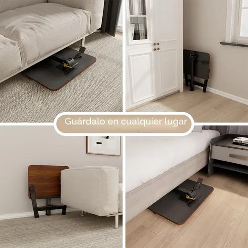 Vista 7 de alawooder 25" Mobile Folding Desk: Pneumatic Sit-Stand, No Assembly Escritorio para portátil con ruedas ajustables de 29 a 42 pulgadas, ruedas Marrón