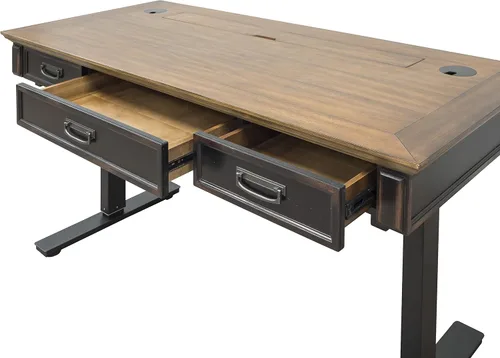 Vista 2 de Martin Furniture Hartford - Escritorio eléctrico para sentarse o de pie, color marrón