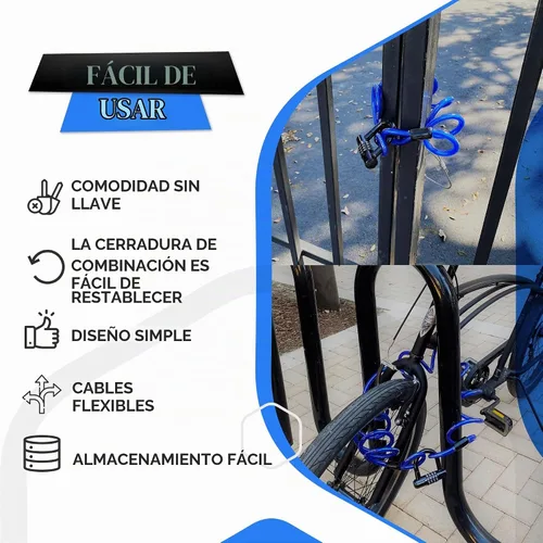 Vista 5 de DocksLocks Juego de cerradura de cable de seguridad en espiral