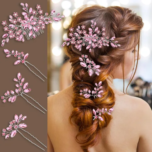 Vista 11 de Accesorios para el cabello de la boda, pieza nupcial, tocado para la novia, peine de novia (Negro)