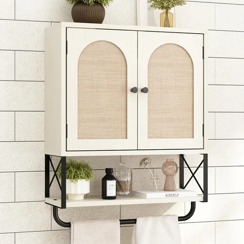 Vista 13 de RUSTOWN Gabinete de pared del cuarto de baño de la rota, Boho sobre el Roble natural