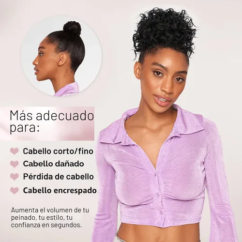 Vista 4 de Lommel Moño desordenado del pelo del pedazo natural suave rizado bollos Hairpieces (13W)