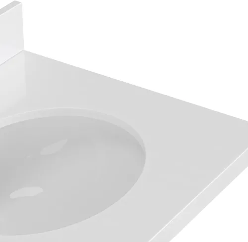 Vista 16 de ARIEL Cambridge tocador de baño con fregadero, madera maciza, encimera y protector contra salpicaduras de cuarzo blanco puro de 1.5 pulgadas