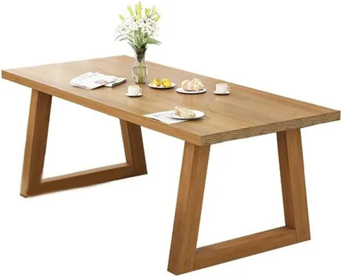 Vista 8 de LAKIQ Moderno juego de mesa de comedor de madera maciza con 4 sillas, mesa de comedor rectangular contemporánea para 4 mesas de conferencias