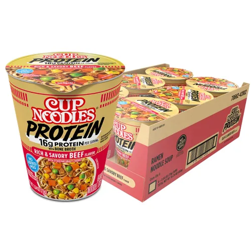 Vista 18 de Nissin Taza de fideos ramen con proteína, sabor a pollo picante con caldo de huesos, 16g de proteína, taza de 2.54 onzas (paquete de 6)