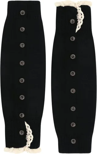 Vista 3 de Calentadores de piernas para mujeres y niñas, estilo japonés, Lolita, calentador de piernas, calcetines largos de punto kawaii, estilo gótico