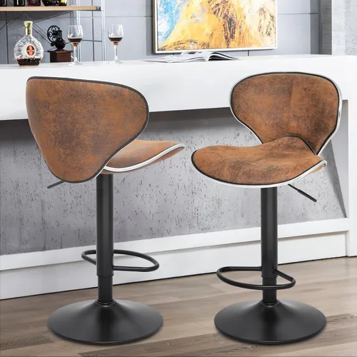 Vista 10 de Magshion Juego de 2 modernos taburetes de bar tapizados de terciopelo, taburetes de bar giratorios de altura ajustable para mostrador de cocina